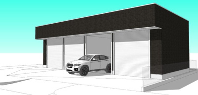 【外観パース】 | 菅２シャッター付きガレージ