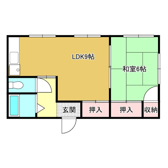【間取り】 | グリーンビレッジＢ | 1LDK