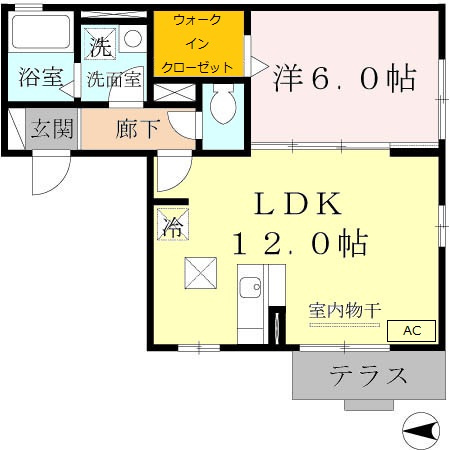 生駒市小瀬町のアパートの間取り