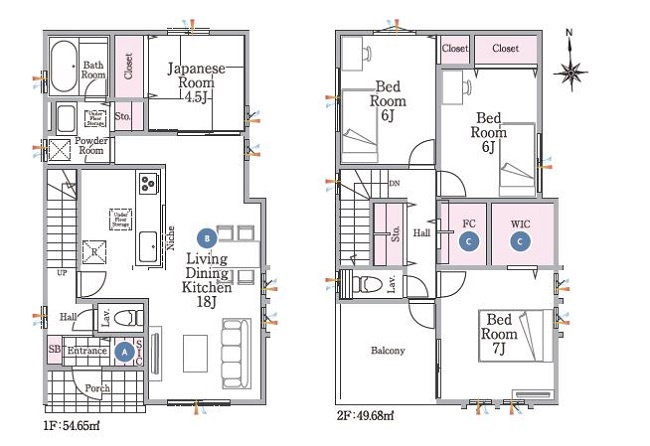 泉南市新家2期の間取り|1号棟　土地39.3坪　建物31.5坪　2698万円