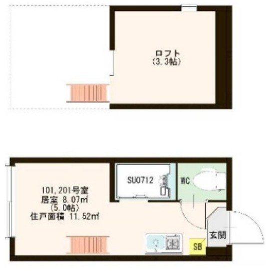 世田谷区上馬２丁目のアパートの間取り