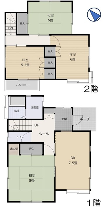 【中古】入間郡毛呂山町大谷木中古住宅の間取り