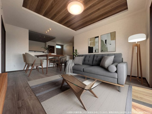 【居間・リビング】 | 【LDK　CG家具設置イメージ】
※画像内の家具家電はCGで作成したイメージです。実際の物件には付帯しません。