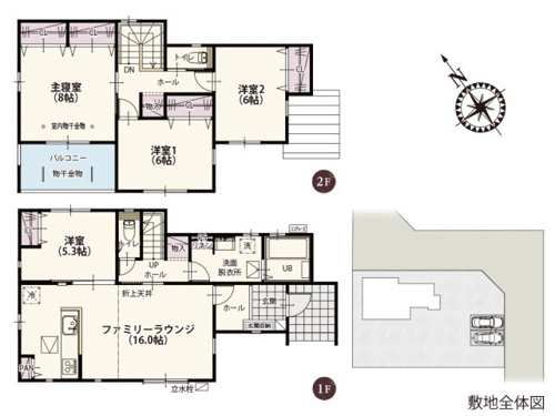 【間取り】 | 2階は全居室2面採光!どの時間帯でも自然光が入りやすい明るいハウスプランです。