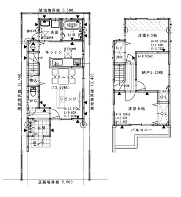 【参考プラン】 | 城陽市平川長筬　土地　建築条件付き | 建物プラン（建物価格：1,770万円）
1F：37.26㎡　2F：36.86㎡　延べ：74.12㎡