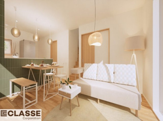 【完成予想図】 | 宇治市木幡御蔵山　2区画　H号地　建築条件付き | アトリエスタイルハウス仕様の窓はペアガラス、サッシはアルミ×樹脂複合のハイブリットサッシを採用。ガラスの間には断熱性の高いアルゴンガスを充填しておりますので、より断熱性能が高まる仕様になっております。