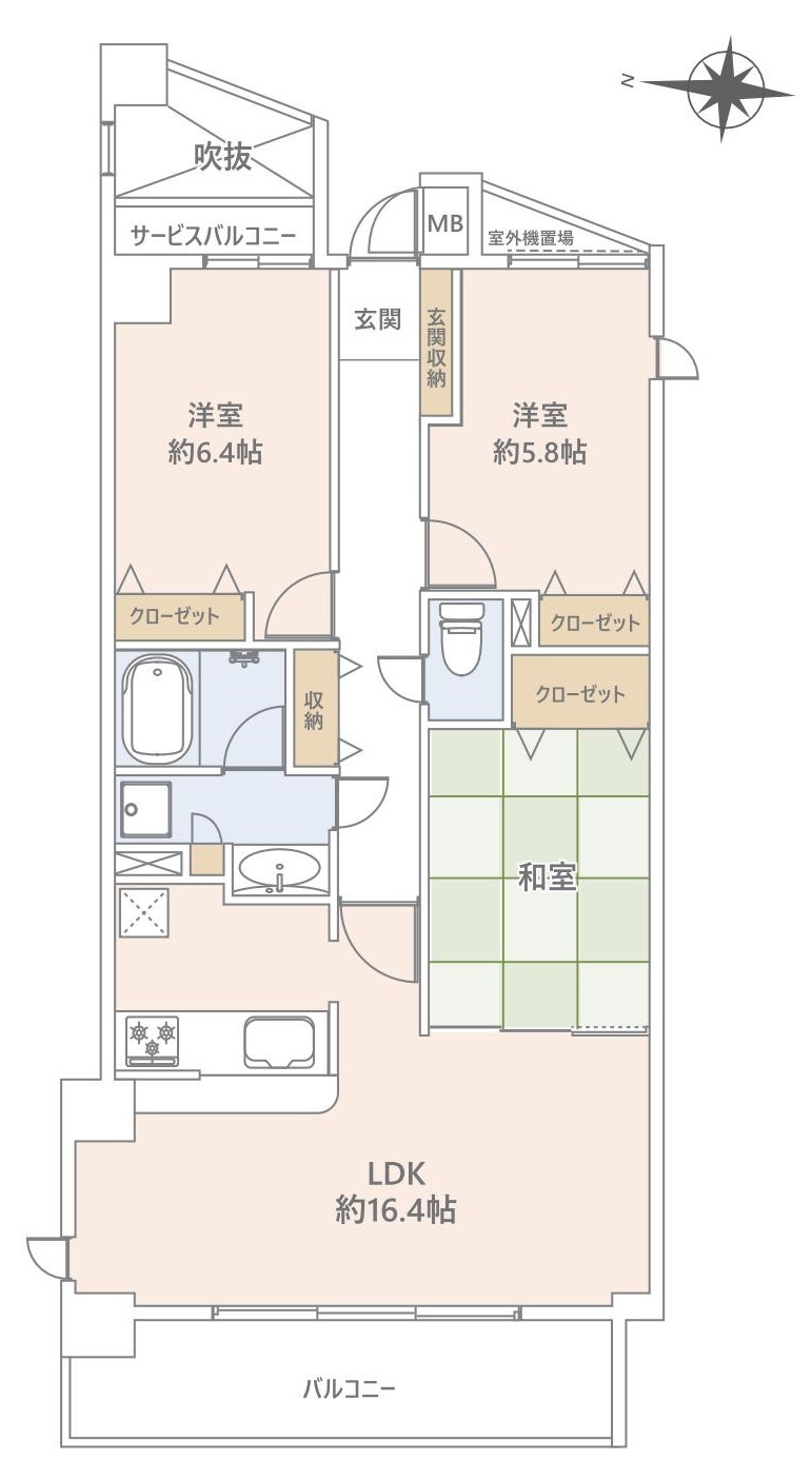 「藤和ガーデンハウス葉山」　4階　新規内装リフォームの間取り|導線を考えられた間取り