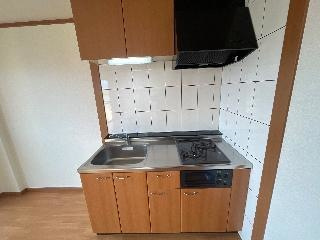 グリーン　ラティールのキッチン|2口コンロ・グリル付のシステムキッチンです♪