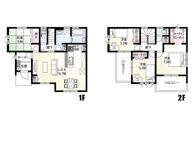 栃木市平柳町3丁目　新築戸建Rの間取り