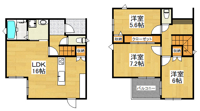 岡山市南区南輝　新築建売住宅の間取り|間取り３ＬＤＫ。