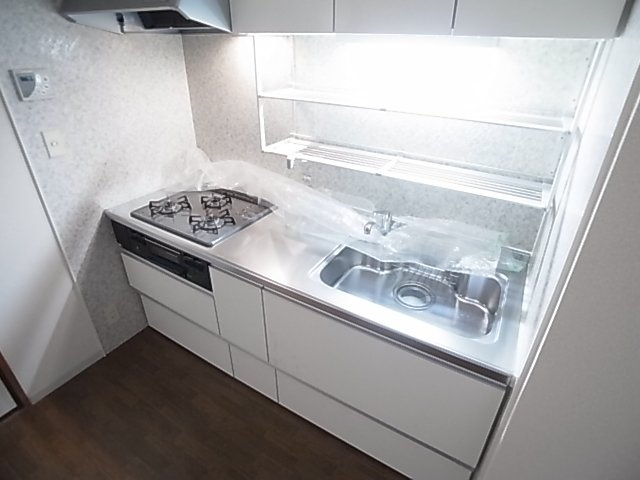 神戸市兵庫区平野町字天王谷東服山のアパートのキッチン|システムキッチン（ガス3口）