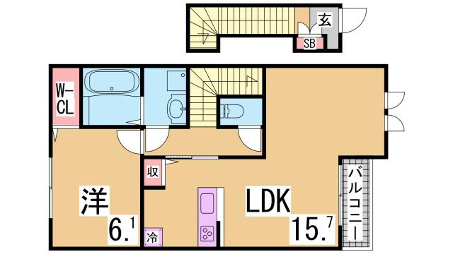 神戸市長田区房王寺町６丁目のアパートの間取り