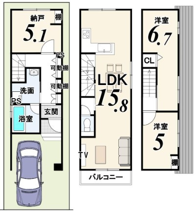 【土地図＋建物プラン例】 | S11908-養徳