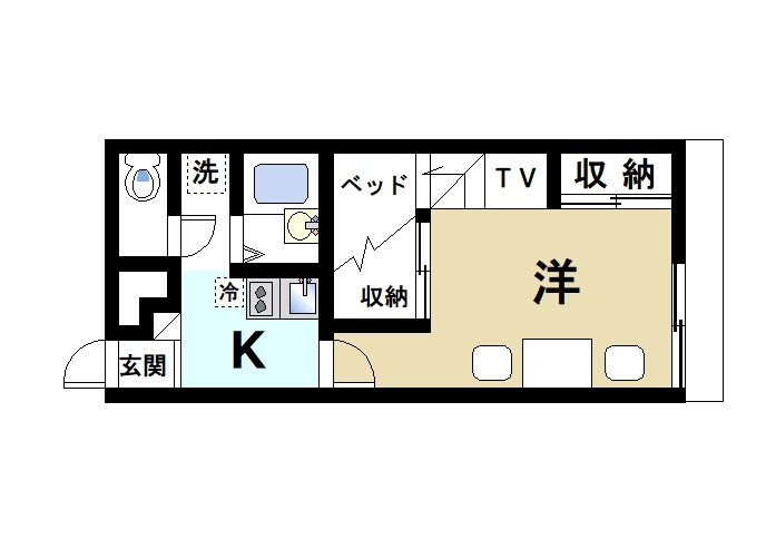 レオパレス萩ヶ丘の間取り|単身様に使いやすい間取り。