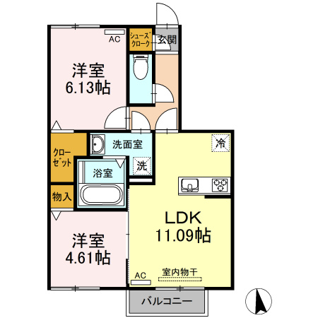 グランパルク東豊Ａの間取り