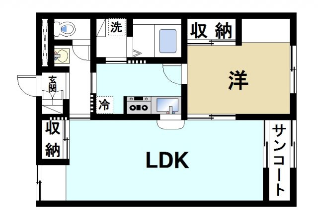 レオパレスヴィラージュＥの間取り|1LDK