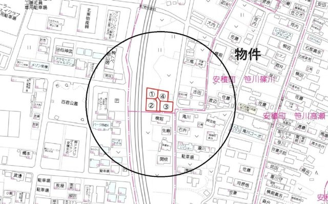 郡山市安積町笹川　全4区画の地図