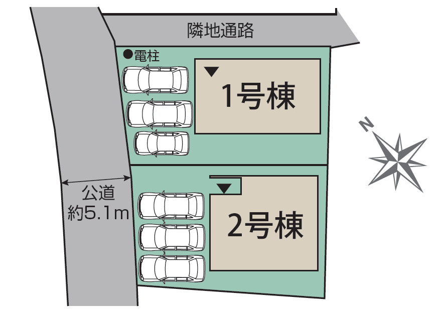 ブルーミングガーデン西原町小那覇・１号棟の区画図|区画図／接道：北西5.1ｍ公道