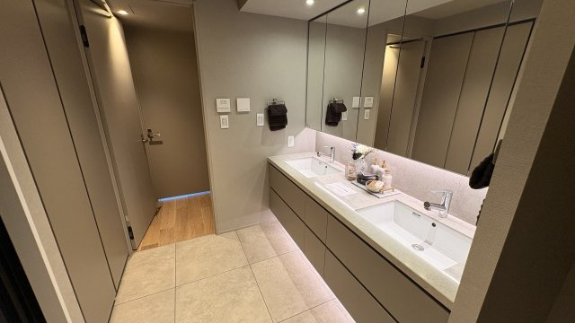 ★仲介手数料無料★TOKYOPARKTOWER（窓から皇居も望めて陽当たり良好・新規内装リフォーム済み）の独立洗面台