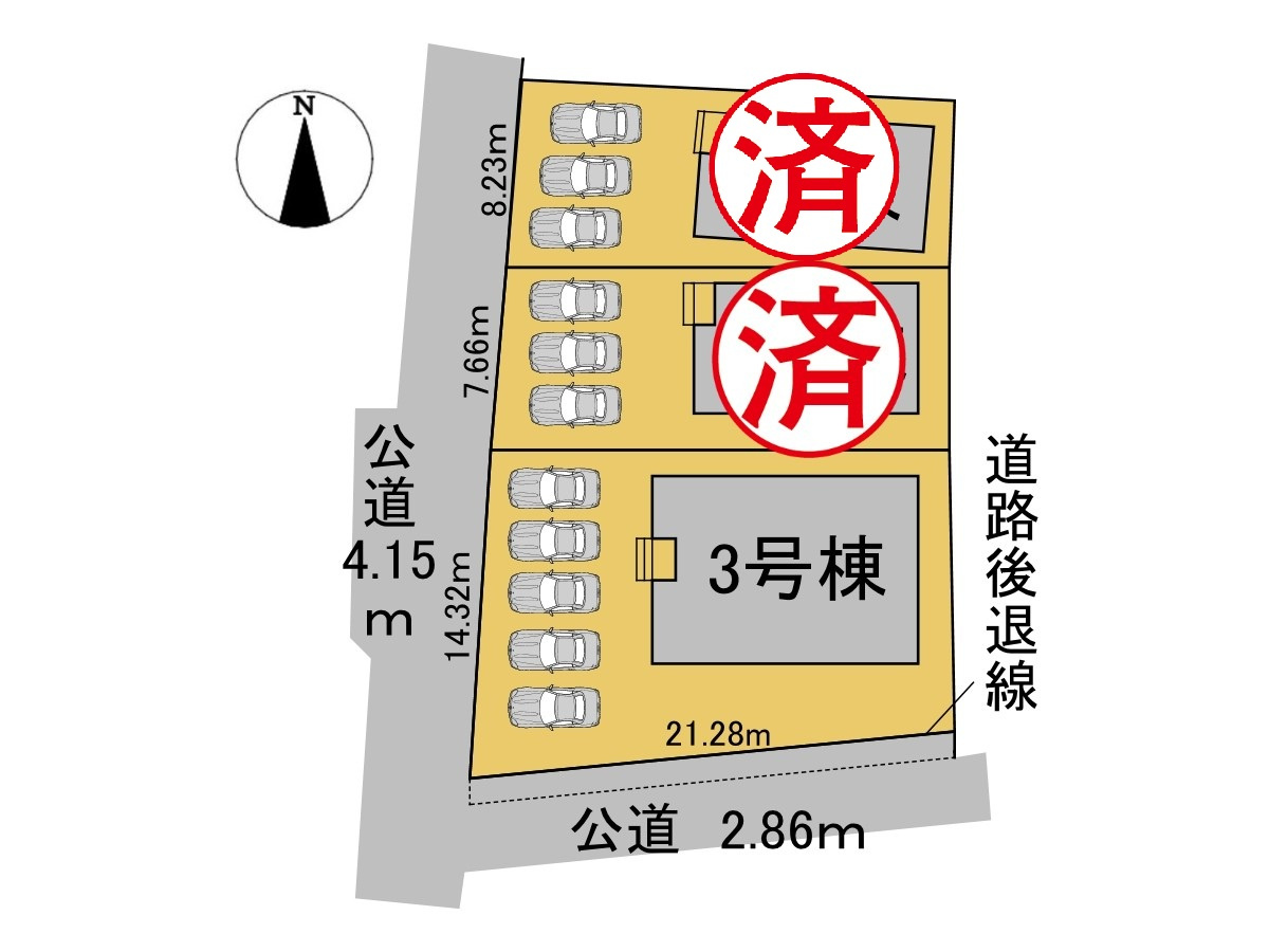 クワイエ　本巣市小柿第２　全３区画分譲の区画図|■区画図
■YAMADA電機の　ヤマダ不動産　株式会社リライフ　
いつでもお問合わせ下さい。