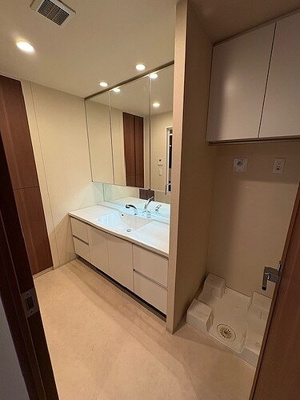 【洗面所】 | 大阪ひびきの街　ザ・サンクタスタ | 洗面化粧台、室内洗濯機置場