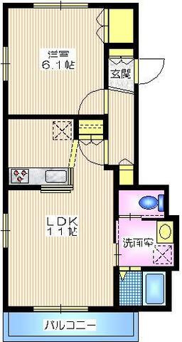 ラ　クールの間取り|南向き最上階角部屋２面採光　気楽な１フロア２住戸
