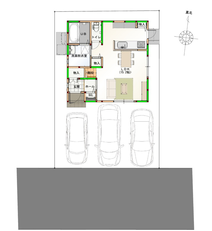 瀬戸南町２丁目　①　新築戸建　の区画図|建物面積　80.16㎡　（24.24坪）