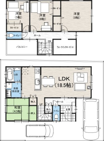 【土地図＋建物プラン例】の画像