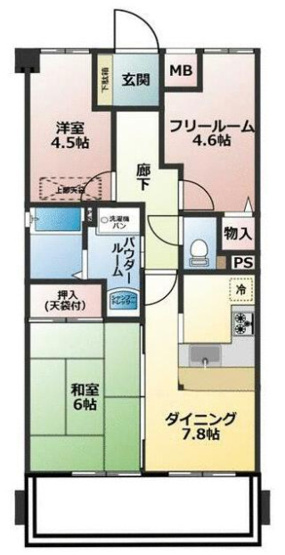 【間取り】 | プレステージ姫路西飾磨　3階 | 2DK+フリールームです。