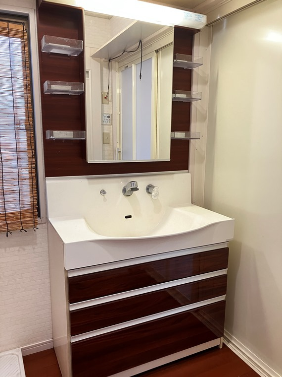 下安松戸建の洗面所