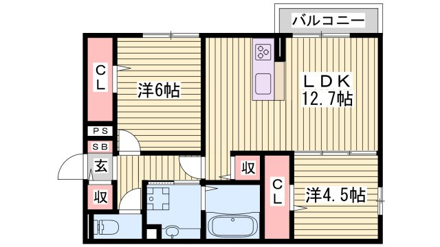 Jソレイユ錦ヶ丘の間取り
