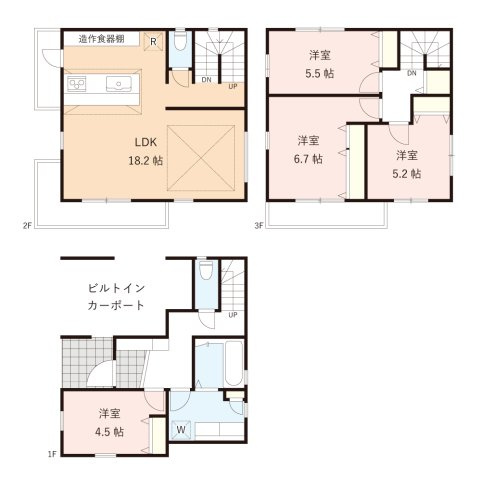 ふじみ野市上福岡４丁目の中古一戸建の間取り|2023年1月築の築浅中古一戸建てです。
4LDK+カースペース2台、ゆとりある住まいです。