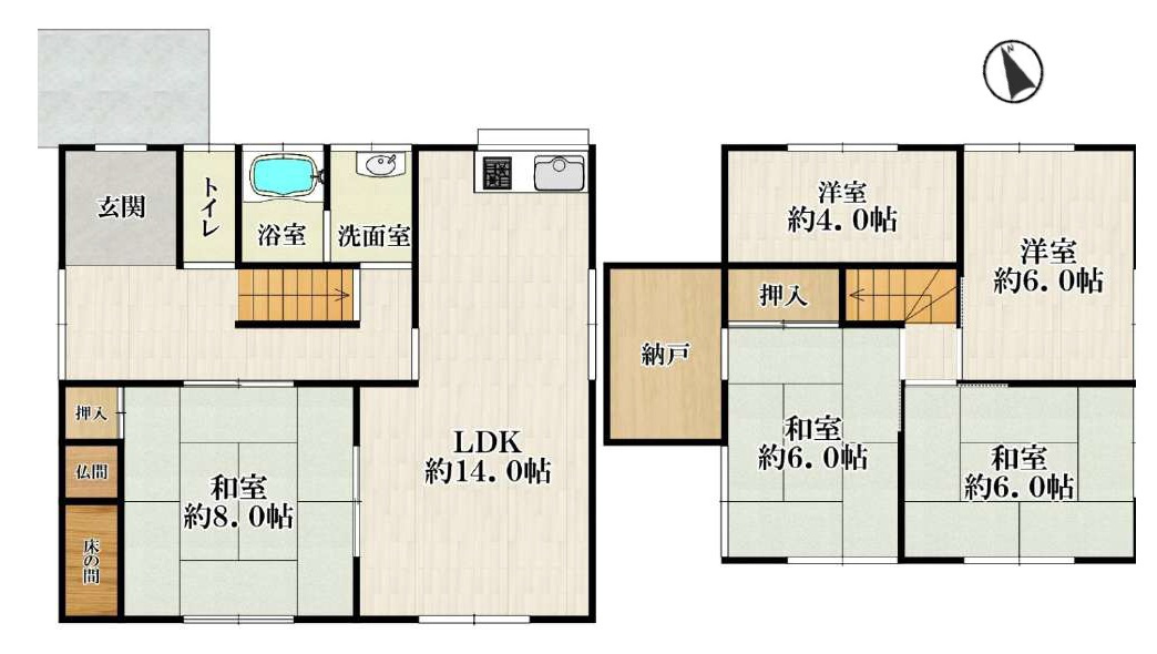 加古川市西神吉町岸　中古戸建の間取り|5SLDKです。