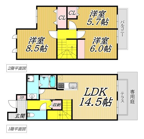 テラスハウスKOUの間取り
