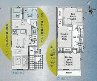 【間取り】 | 南区新戸  2号棟 第14 | 防犯カメラ（利用時Wifi接続必要）　LDK14.2帖　リビング階段　南向きバルコニー