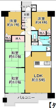 ネオハイツ姫路アメティ228　11階の間取り|4LDKです。