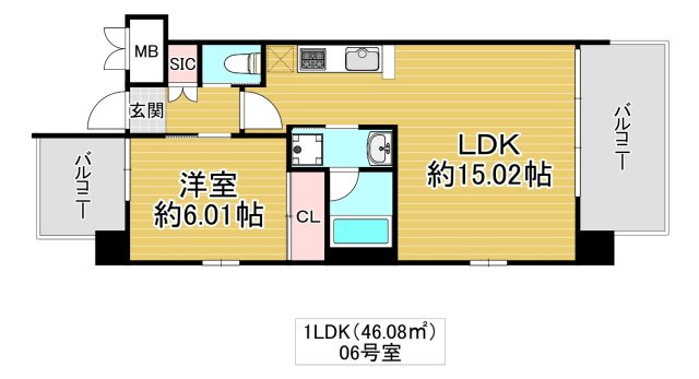 大阪市鶴見区鶴見４丁目の賃貸マンションの間取り