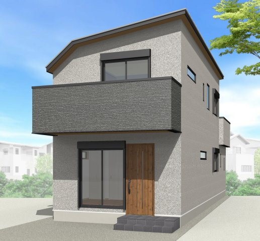 伊丹市野間北1丁目新築戸建ての外観パース|A号地パースです。