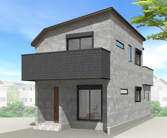 伊丹市野間北1丁目新築戸建ての外観パース|C号地パースです。