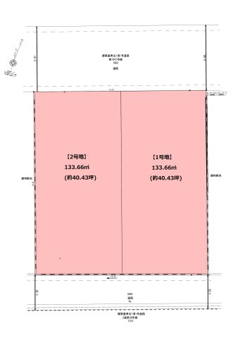 白水ヶ丘三丁目の土地図|分筆案は計画中につき、面積に変動が生じる可能性がございます。