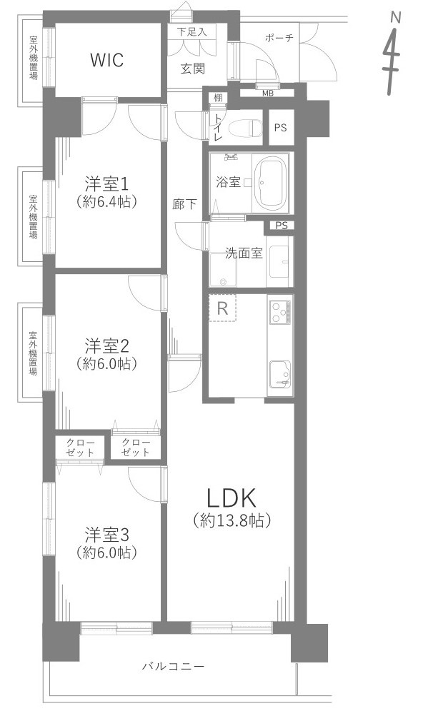 エクセル大宮東３番館の間取り|日当たり良好な広々としたリビングは、家族で団らんなどにも適した大切な空間になります。キッチンはリビングの端にあるタイプなので、集中して料理が出来るのもうれしいですね！