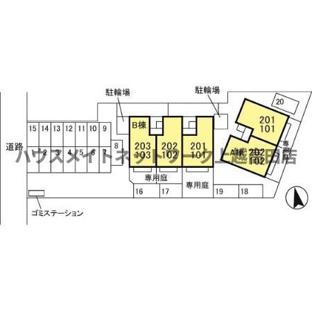 リバービュー Ｂの区画図|配置図