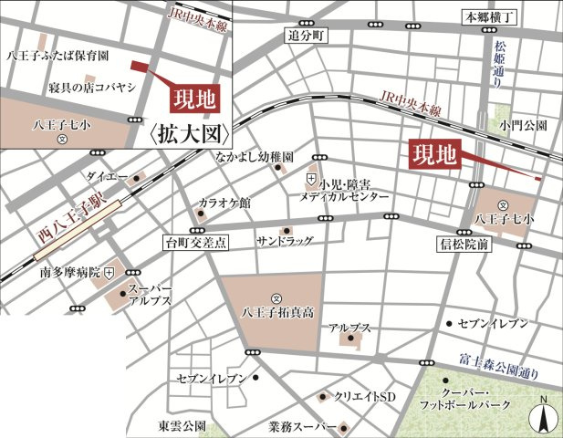 祝　成約済み　八王子市　台町　新築戸建て　２４ー３期の地図|～仲介手数料無料☆八王子ひなた不動産～八王子市台町　新築戸建て