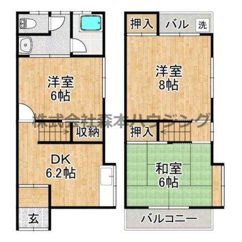 【間取り】 | 　寝屋川市田井町28貸家
