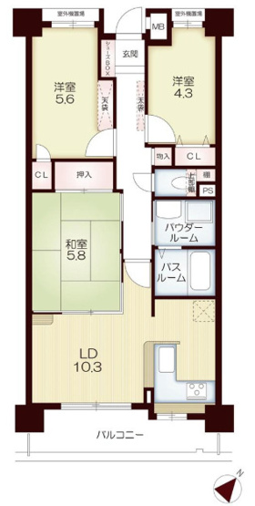 【間取り】 | グランプレステージ明石魚住　7階 | 3LDKです。