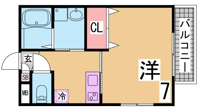 神戸市北区鈴蘭台北町６丁目のアパートの間取り