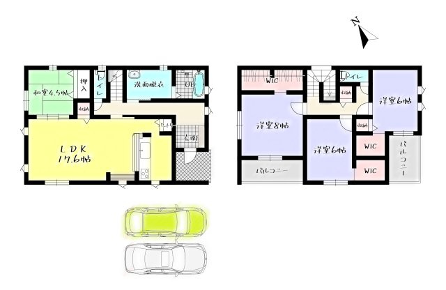 ーBloomーブルームー小倉南区田原3丁目1期　【小倉南区　新築戸建て】の間取り|2階全居室WIC完備の4LDK♪