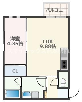 熊本市西区蓮台寺１丁目のアパートの間取り