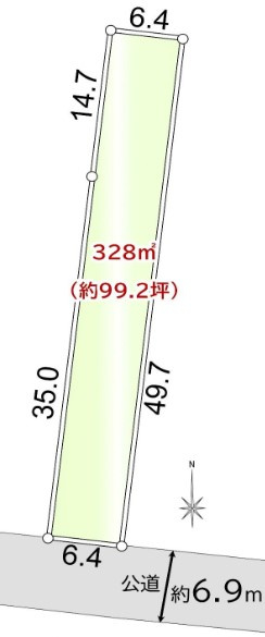 敷地面積99坪　建築条件付売地　川越市鯨井の土地図|区画図　建築条件付土地！敷地面積広々約９９坪！コンビニ徒歩２分！小学校・中学校・保育園・公園が徒歩８分圏内！子育て環境良好です
