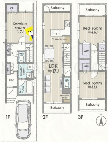 京都市西京区松室中溝町　新築戸建の間取り